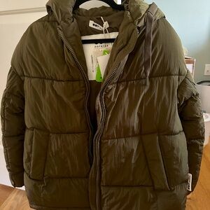 OOFWEAR olive green oversized hooded padded jacket